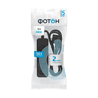 Удлинитель Фотон 10-23 3р.Б/З 10A 2.0м ПВС 2x0.75мм² черный (1/20)