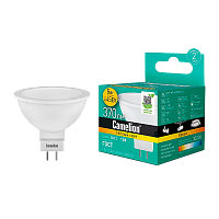 Лампа светодиодная Camelion MR16 GU5.3 5W 3000К 12V софит матовая (1/10/100)