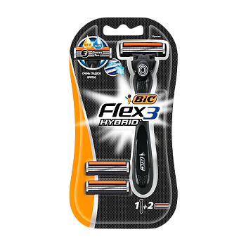 Бритва BIC "Flex 3 Hybrid" 3 лезвия 2 кассеты (1/10)
