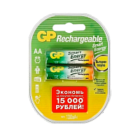 Аккумулятор бытовой GP HR6 AA BL2 NI-MH Smart Energy 1000mAh в пластиковой упаковке (2/20/200)