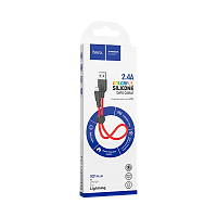 Кабель HOCO X21 Plus USB (m)-Lightning (m) 0.25м 2.4A силикон черный красный (1/30/300)