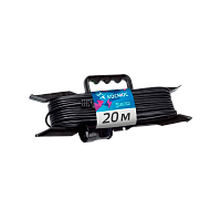 Удлинитель Космос 1р.Б/З 6A 20.0м ПВС черный (1/10)