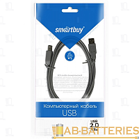 Кабель Smartbuy K-519 USB (m)-USB B (m) 1.8м силикон черный (1/200)