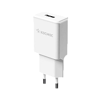 Сетевое З/У Космос USB 2.1A 12W белый (1/40/80)