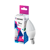Лампа светодиодная Космос CN E14 14W 6500К 174-265V свеча матовая (1/10/80)