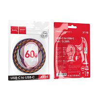 Кабель HOCO X116 Type-C (m)-Type-C (m) 1м 3.0A 60W нейлон фиолетовый (1/68/680)