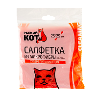 Салфетка Рыжий кот М-02Есо 25х25см микрофибра  красный (1/40/200)