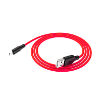 Кабель HOCO X21 Plus USB (m)-Lightning (m) 1м 2.4A силикон черный красный (1/28/168)