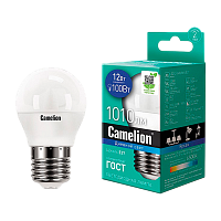 Лампа светодиодная Camelion G45 E27 12W 6500К 170-265V груша матовая (1/10/100)