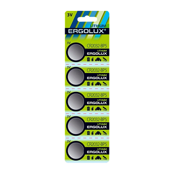 Батарейка Ergolux CR2032 BL5 Lithium 3V (5/100/2000)