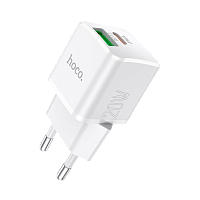 Сетевое З/У HOCO N20 1USB/Type-C 20W PD3.0 с кабелем Type-C-Lightning белый (1/12/120) 