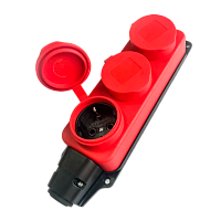 Колодка штепсельная КОСМОС 16А каучук IP44 3 гнезда красный