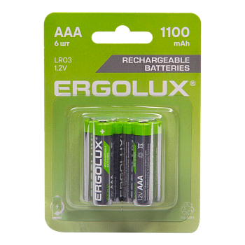 Аккумулятор бытовой Ergolux HR03 AAA BL6 NI-MH 1.2V 1100mAh 