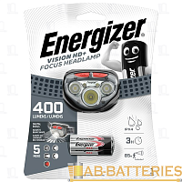 Фонарь налобный Energizer Vision HD + Focus Headlight 5LED от батареек 3 режима черный