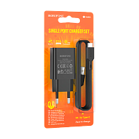 Сетевое З/У Borofone BA68A 1USB Type-C (m) 2.1A черный (1/60/240)
