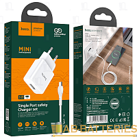 Сетевое З/У HOCO N9 1USB 2.1A с кабелем Type-C белый (1/12/120)