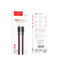 Кабель HOCO X69 Lightning (m)-Type-C (m) 1м 2.4A 20W нейлон черный красный (1/33/330)