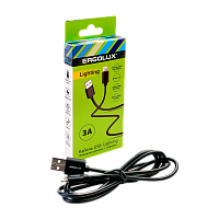 Кабель Ergolux ELX-CDC03-C02 USB (m)-Lightning (m) 1.2м 3.0A силикон черный в коробке (1/10/240)