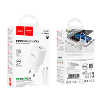 Сетевое З/У HOCO C149A 1USB+1Type-C 3.0A 30W PD,QC с кабелем Lightning белый (1/30/180) 
