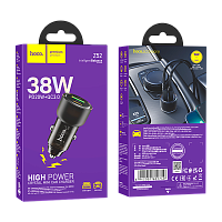 Автомобильное З/У HOCO Z52 1USB/Type-C 3.0A 38W QC3.0 черный (1/12/120)