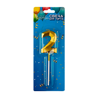 Свечи для торта Волшебная страна цифра 2 золотой (1/12/600)