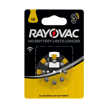 Батарейка Rayovac ACOUSTIC ZA10 BL8 Zinc Air 1.45V 0%Hg (8/80/800)