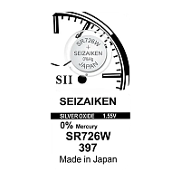 Батарейка SEIZAIKEN 397 (SR726SW) Silver Oxide 1.55V (1/10/100/1000)