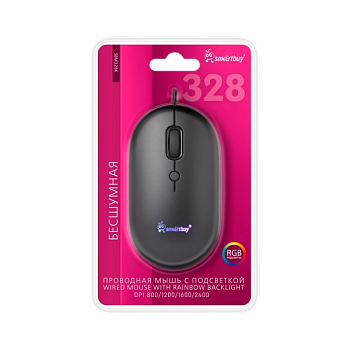 Мышь проводная Smartbuy 328 бесшумная черный (1/40)