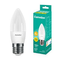 Лампа светодиодная Camelion C35 E27 15W 3000К 220V свеча 37мм матовая белый (1/10/100)