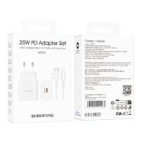 Сетевое З/У Borofone BA82A Type-C 3.0A 25W PD,QC с кабелем Type-C-Lightning белый (1/46/184)