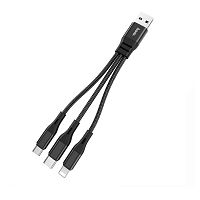 Кабель HOCO X47 USB (m)-Lightning/Type-C/microUSB (m) 0.25м 2.4A нейлон синий (1/31/310)