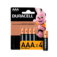 Батарейка Duracell Plus LR03 AAA BL4 Alkaline 1.5V (4/40)