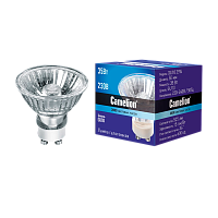 Лампа галогенная Camelion GU10 35W 3000К 220-240V софит 50мм прозрачная (1/10/200)