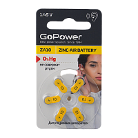 Батарейка GoPower ZA10 BL6 Zinc Air (60WB)