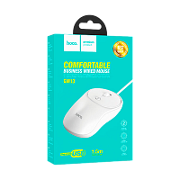 Мышь проводная HOCO GM13 классическая USB белый (1/11/110)