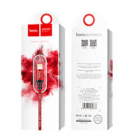 Кабель HOCO X14 USB (m)-Lightning (m) 2м 1.7A нейлон красный черный (1/33/330)