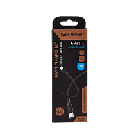 Кабель GoPower GP21TL Type-C (m)-Lightning (m) 1.0м 3.0A 27W силикон черный (1/200/800)