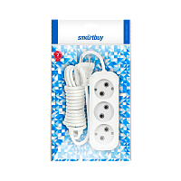 Удлинитель Smartbuy 3р.Б/З 10A 2.0м ПВС 2x1мм² белый (1/50)
