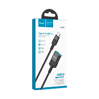 Переходник HOCO U107 USB (m)-Type-C (f) 0.1м нейлон черный (1/37/370)