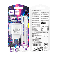 Сетевое З/У HOCO C109A Type-C 20W PD3.0 с кабелем Type-C белый (1/27/162)