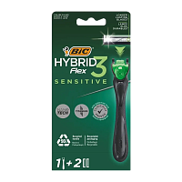 Бритва BIC "Flex 3 Hybrid SENSITIVE" 3 лезвия 2 кассеты (1/10)