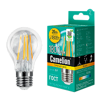 Лампа светодиодная филамент Camelion A60 E27 20W 3000К 207-244V груша прозрачная (1/10/100)