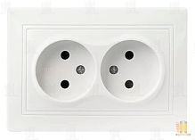 Розетка Smartbuy 2-местная без заземления 10А белая, керамика "Венера"