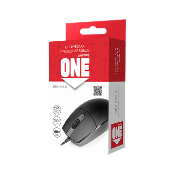 Мышь проводная Smartbuy 216 ONE классическая USB черный (1/100) 