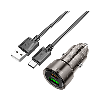 Автомобильное З/У HOCO Z52 1USB/Type-C 3.0A 38W QC3.0 с кабелем Type-C черный (1/12/120)