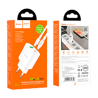 Сетевое З/У HOCO C95A 1USB/Type-C 3.0A 20W QC3.0 с кабелем Lightning/Type-C белый 