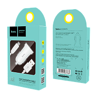 Автомобильное З/У HOCO Z2 1USB 1.5A с кабелем microUSB белый (1/28/280) 