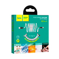 Кабель HOCO X21 Plus USB (m)-Type-C (m) 2м 3.0A силикон черный белый (1/28/168)