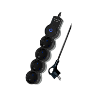 Удлинитель Космос 4р.С/З 10A 5.0м с выкл. ПВС 3х0.75мм² IP20 черный (1/20)