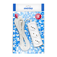 Удлинитель Smartbuy 3р.Б/З 6A 5.0м ШВВП 2x0.75мм² белый (1/50)